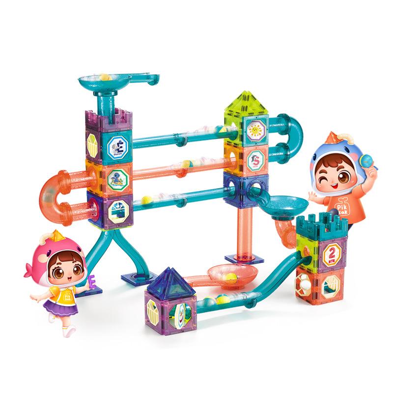 Children'S Science And Education Toys 145Pcs Magnetic Building Block Assembly Diy Variable Magnetic Puzzle Ball Track Set
