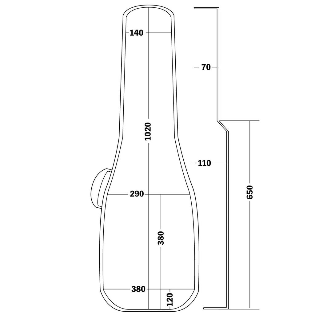 Kikutani Classical Guitar Gig Bag, Backpack Type, 20mm Thick Cushion, GVB-30C, Black
