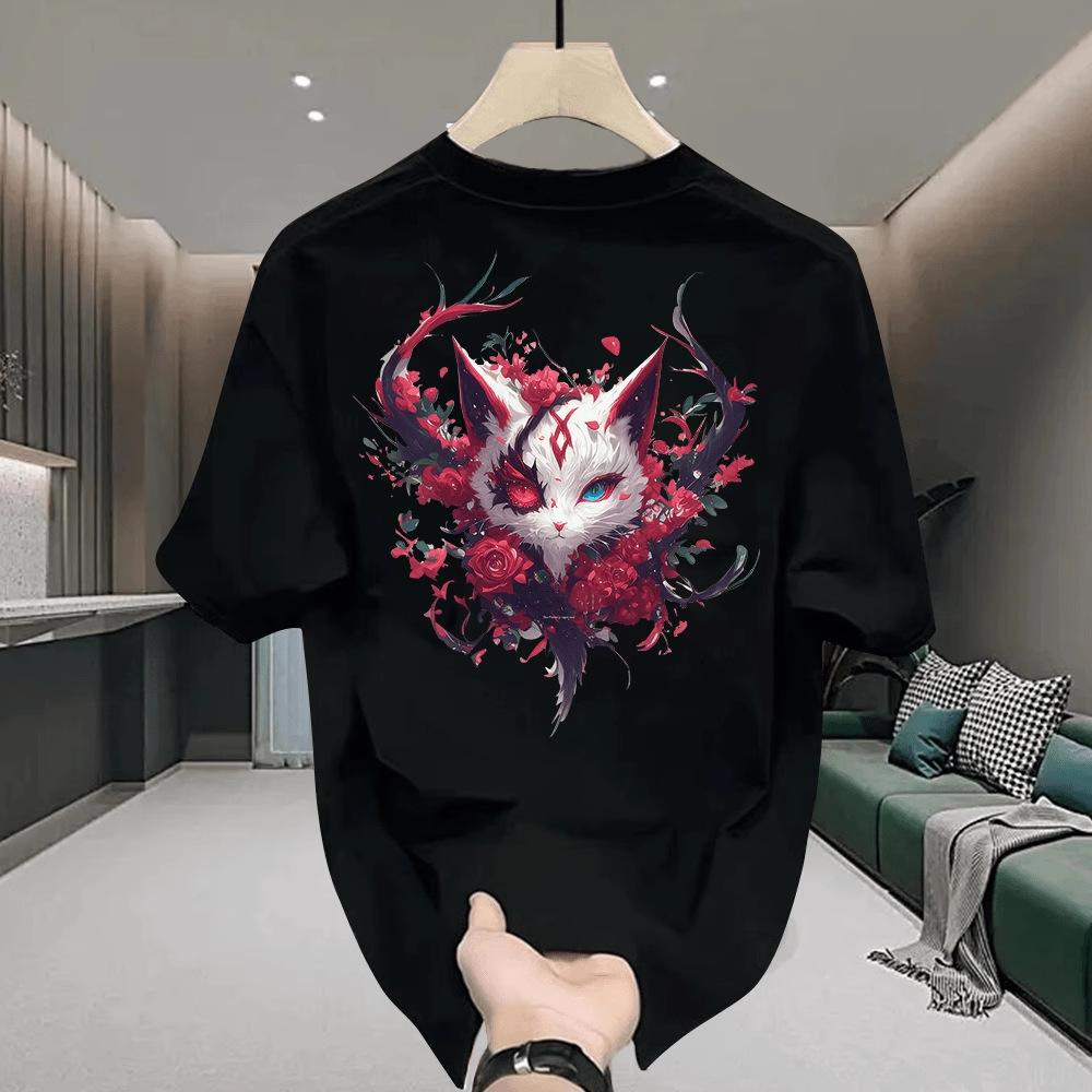 Cotton Short-Sleeved T-Shirt Men'S Large Size Loose T-Shirt Men'S Trendy Brand Round Neck Casual Half-Sleeved Clothes