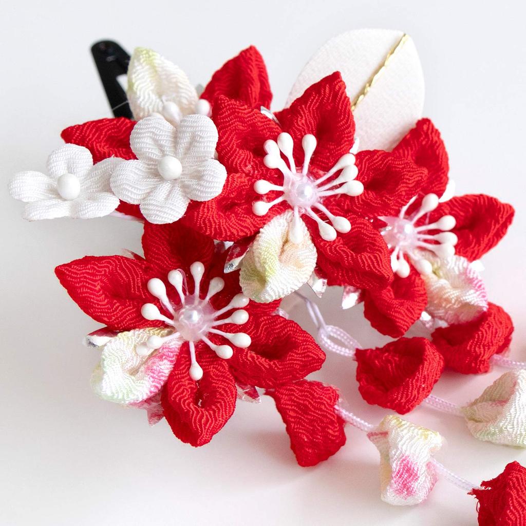 Shichigosan Hair Ornament for Years Old 753 Tsumami Craft A B D F K Set One [Kyoetsu] 3-7 2-Piece (A-08, Size)