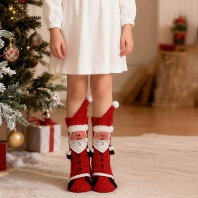 Yousheng 3D Knitted Santa Socks Non-slip Christmas Floor Socks Warm Slipper Socks Funny Santa Socks with Hands Legs Gift for Women
