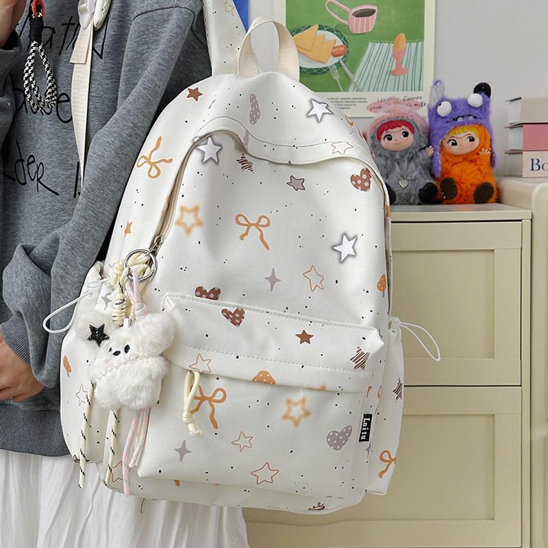 Schoolbag Cartoon Backpack Female Student Campus Cute Star Backpack Large Capacity Lightweight High Value Junior High School Bag