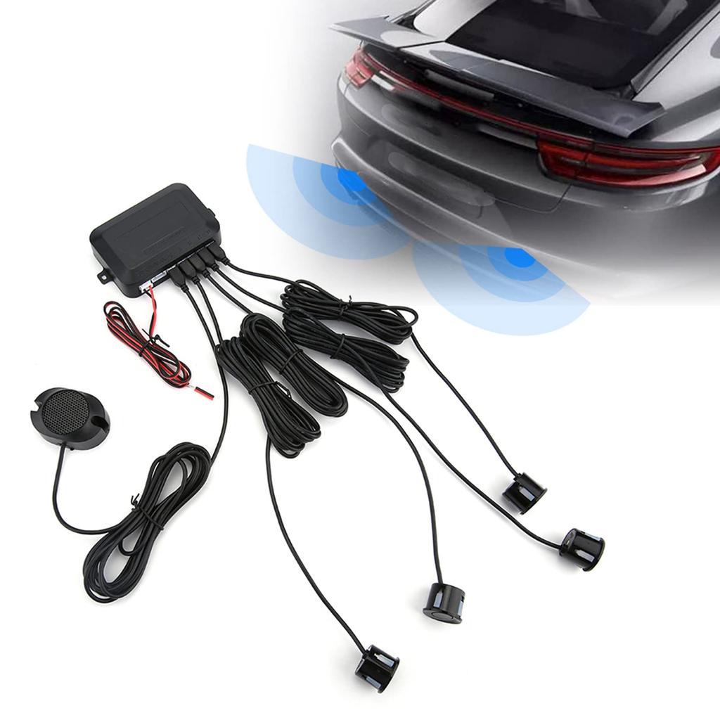 Qiilu Parking Sensor, Black Parking Sensor Reverse Radar Kit Warning Sound Indicator Probe System