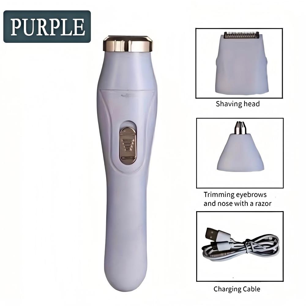 

3 in1 Electric Shaver for Women Female Razor Bikini Trimmer Facial Shavers for Ladies Underarms Legs Portable Painless Epilator фиолетовый