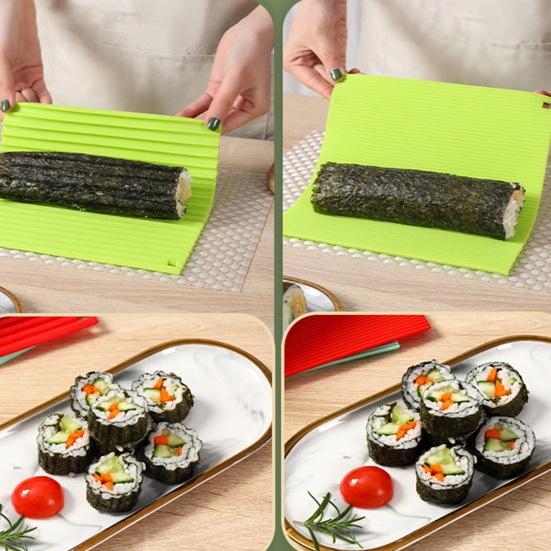 Sushi Making Kit With Green Silicone Mat - 21.7 X 19.9 Cm Easy-to-Use Rolling Mat For Beginners & Kids