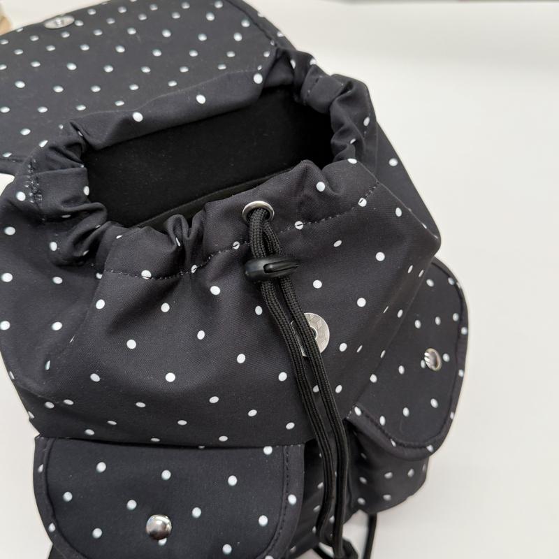 Polka Dot Backpack for Women and Students with Drawstring Closure and Front Pockets