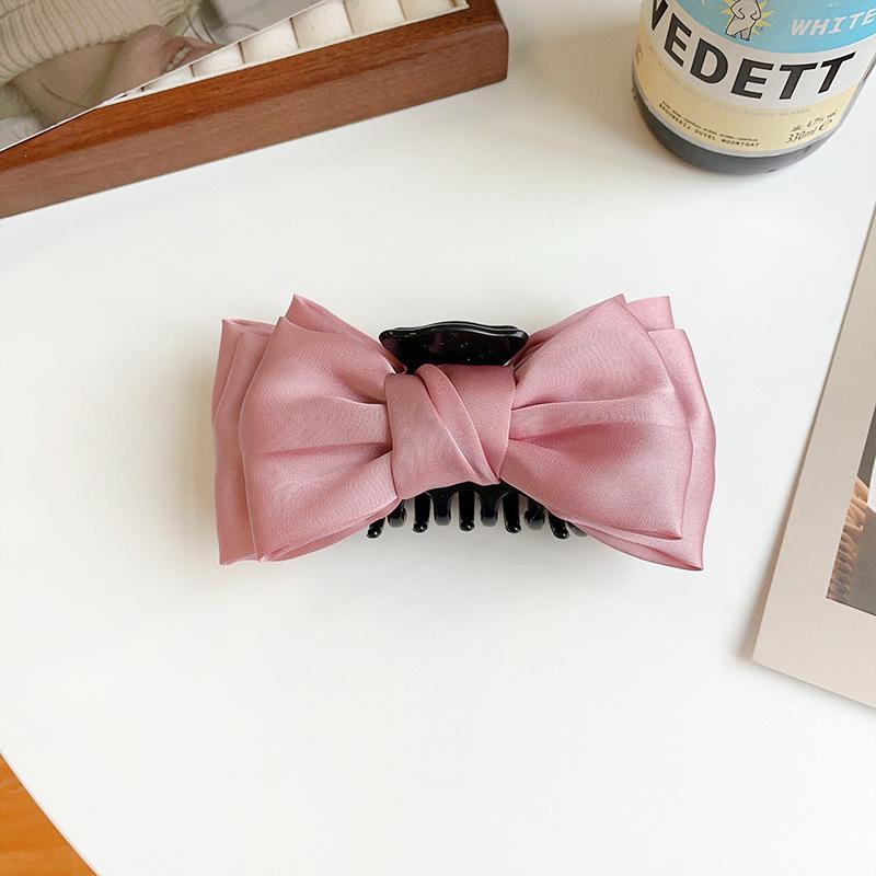 Solid Color Fashion Double-sided Bow Tie Grab Shark Clip Curly Hair Clip Back Head Headdress Hair Accessory Grab Clip Gifts