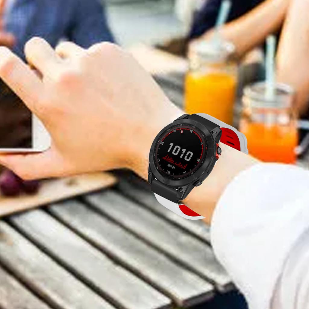 Silicone Smart Watch Strap Size Adjustable Metal Buckle 2 Colors Watch Band for COROS Vertix 2 White Red