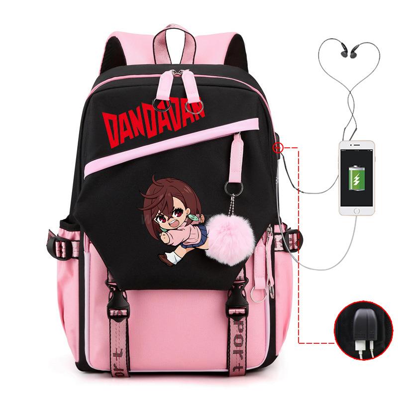 Dandadan Foreign Trade Children's Schoolbag Contrasting Color Neutral Backpack Usb Multi-functional Primary and Secondary School Backpack