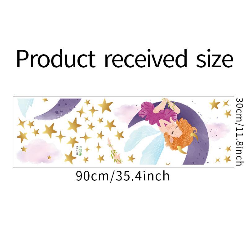 Goodnight Moon Girl with Stars and Clouds Wall Sticker Self-Adhesive Removable for Kids Room Nursery Home Decor