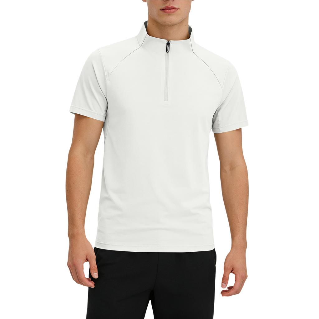 Men's Half Zip Turtleneck Top  Men's Sports Casual Short Sleeved Top