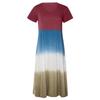 Women's Casual Gradient Color Blocking Print V-Neck Sexy Short-Sleeved Dress