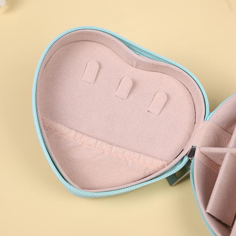 Heart-Shaped Travel Jewelry Storage Box - Necklace, Earrings & Rings Organizer, Light Luxury Style, Zipper Bag