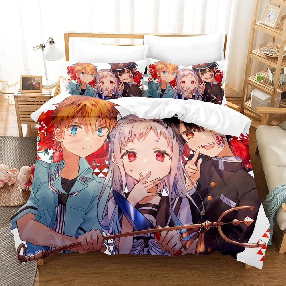 3D Anime Toilet Bound Hanako Kun Bedding Set,Duvet Cover Bed Set Quilt Cover Pillowcase,King Queen Twin Size Boys Girls Adults