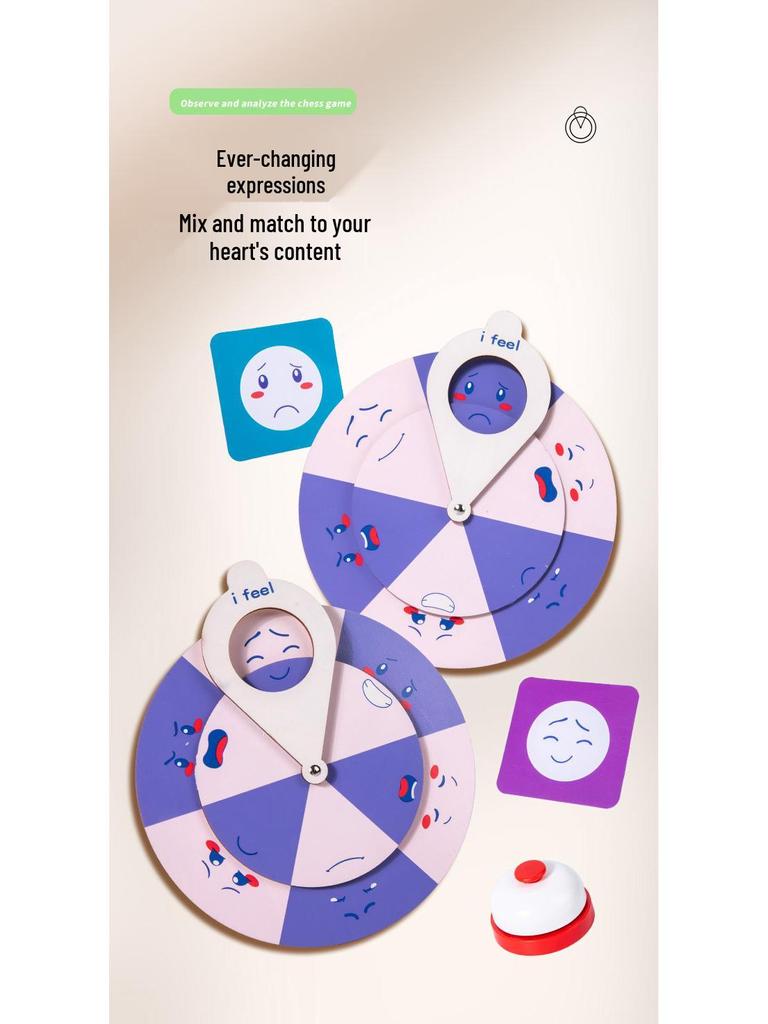 Wooden Expression-Changing Face Turntable Puzzle Game for Children's Concentration and Early Education.