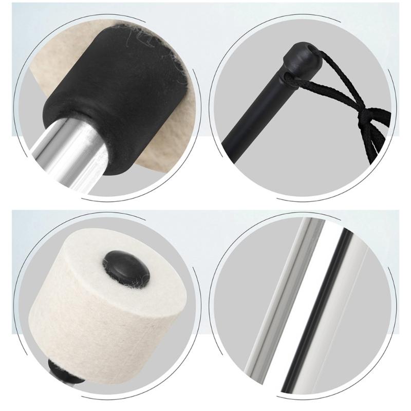 Felt Mallets Sticks Stainless Steel Nonslip Handle Drumsticks Drum Mallet Stick Percussion Stick for Marchings Bass Drum