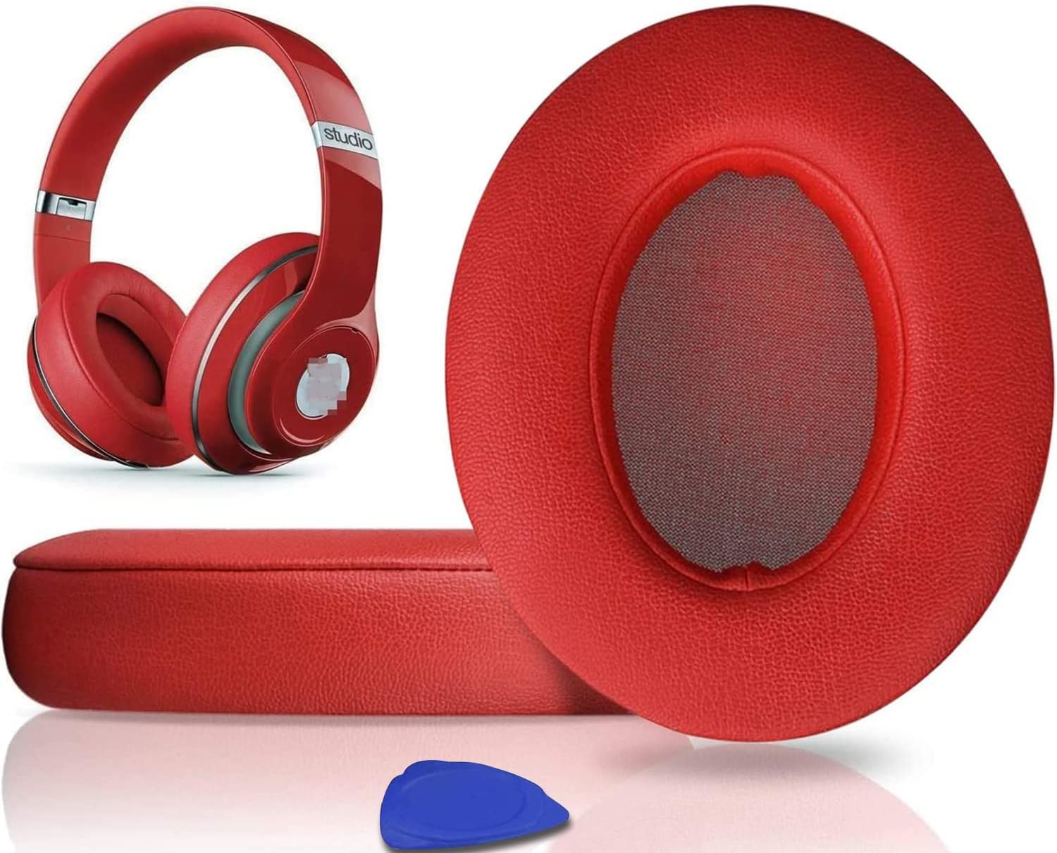 

SoloWIT Replacement Ear Pads and Cushions for Beats Studio3 & Studio2 Wired/Wireless Headphones (A1914/B0500/B0501), Sound-Isolating Memory Foam (Red)