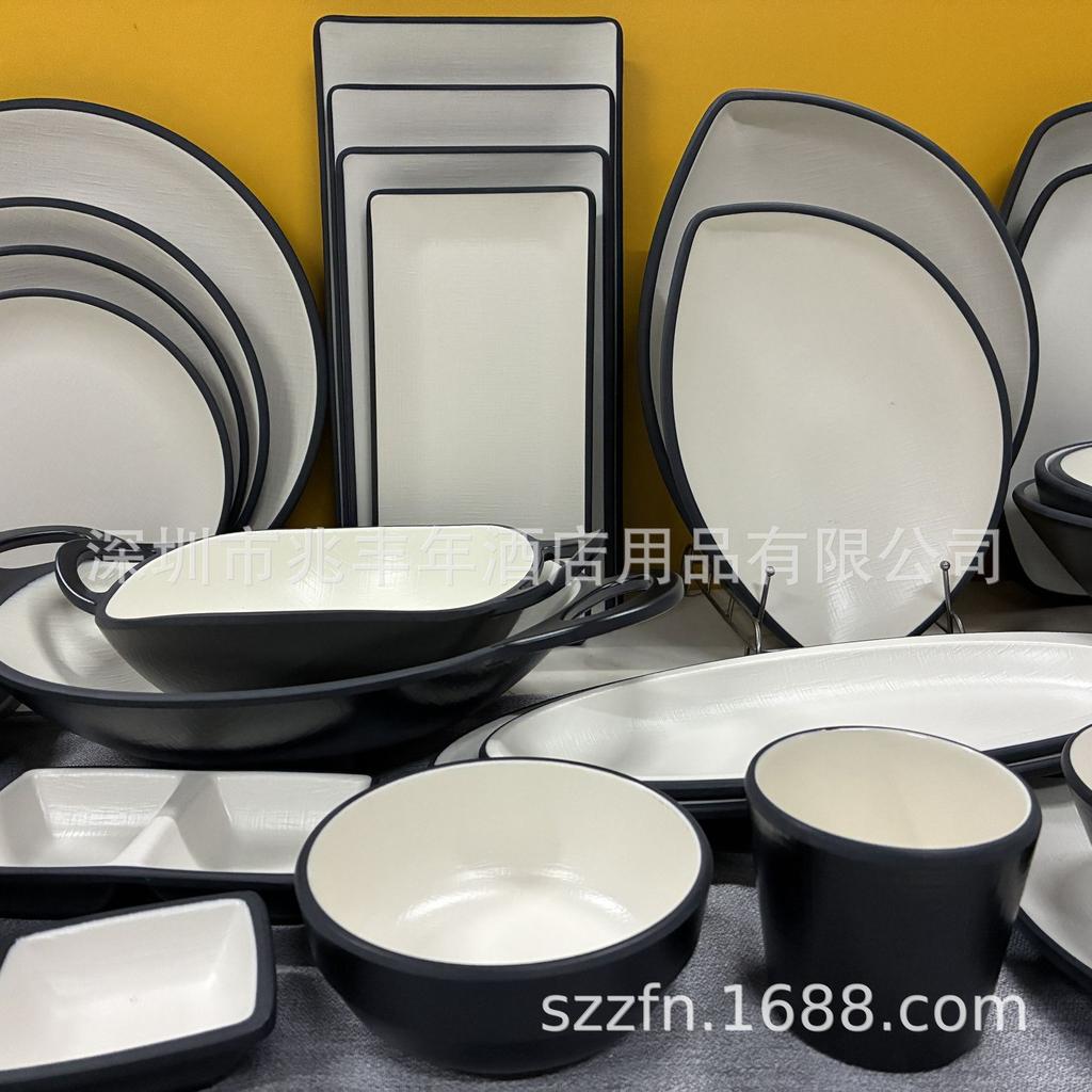 Melamine Condiment Dish: Two/Three Compartments for Japanese/Korean Cuisine - Hot Pot, BBQ Dipping, Soy Sauce, Spoon, Imitation Porcelain