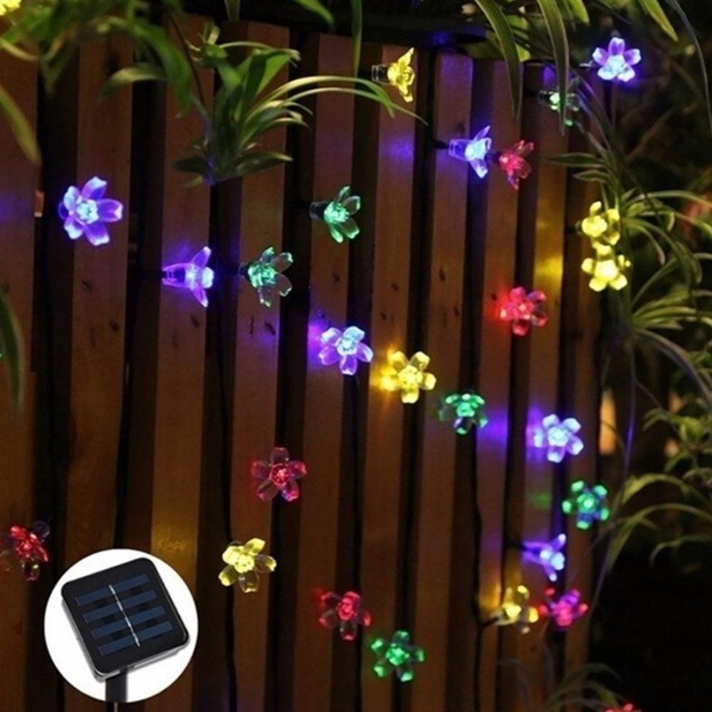 Outdoor Garden Sakura Flower Solar Lamp 10/20/50LED String Fairy Lights Solar Garlands Garden Christmas Courtyard Decor