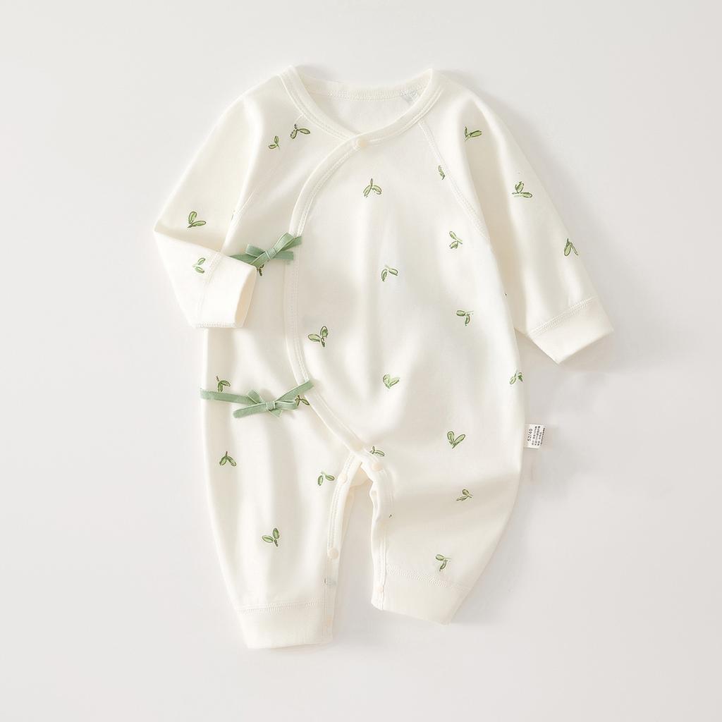 Spring Cute Baby Romper Moon Print Bow Long Sleeve Bodysuit for Toddler Boys Girls Soft Pure Cotton Newborn Jumpsuit