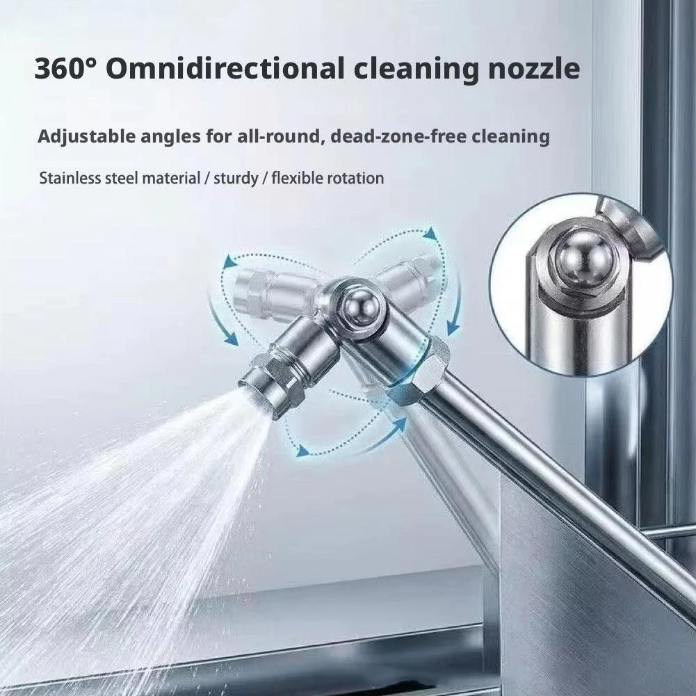 High Pressure Car Wash Gun with 1/4 Quick Plug, Rotating Spray Nozzle Extension Pole for Car Air Conditioner Coil Cleaning