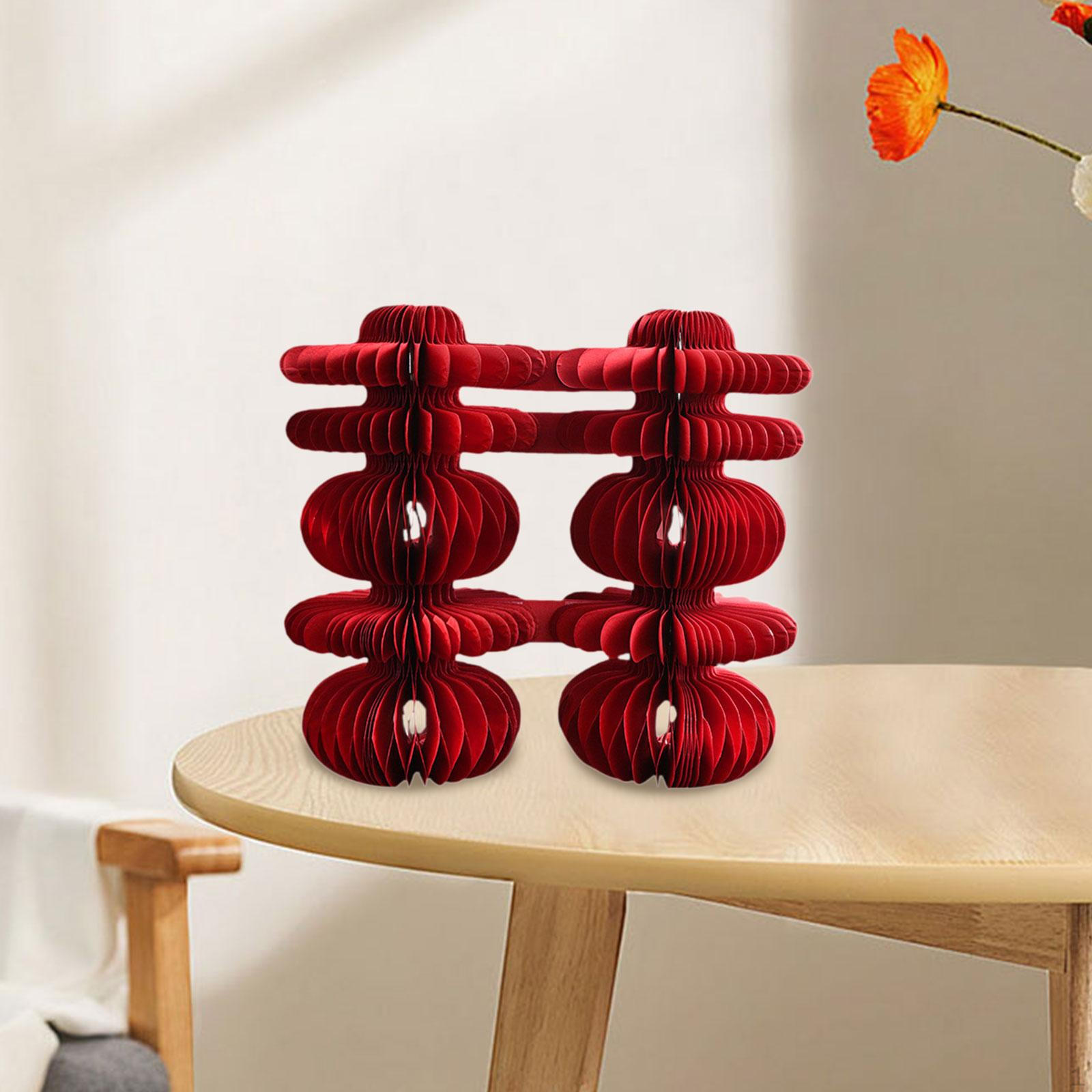 

Китайский иероглиф Домашний декор Годовой стол Центральная часть Свадебные украшения Красный 3D сотовый шар 20cmx9cmx20cm