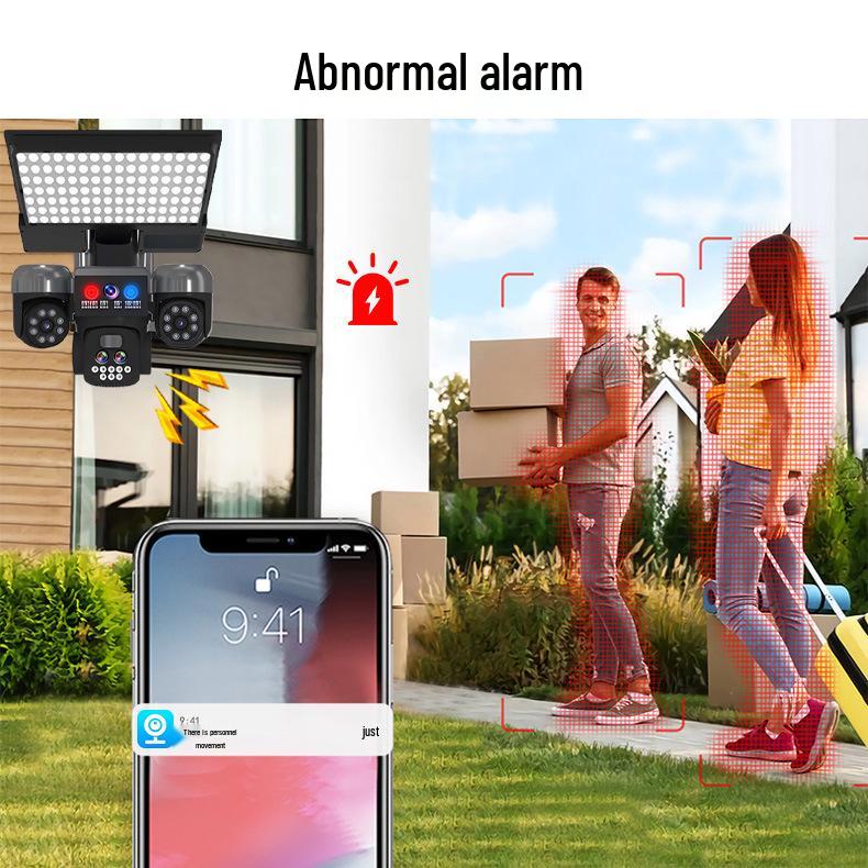 Waterproof Solar-Powered Outdoor Camera with Two-Way Voice, Full-Color Night Vision, and Home Courtyard Light.
