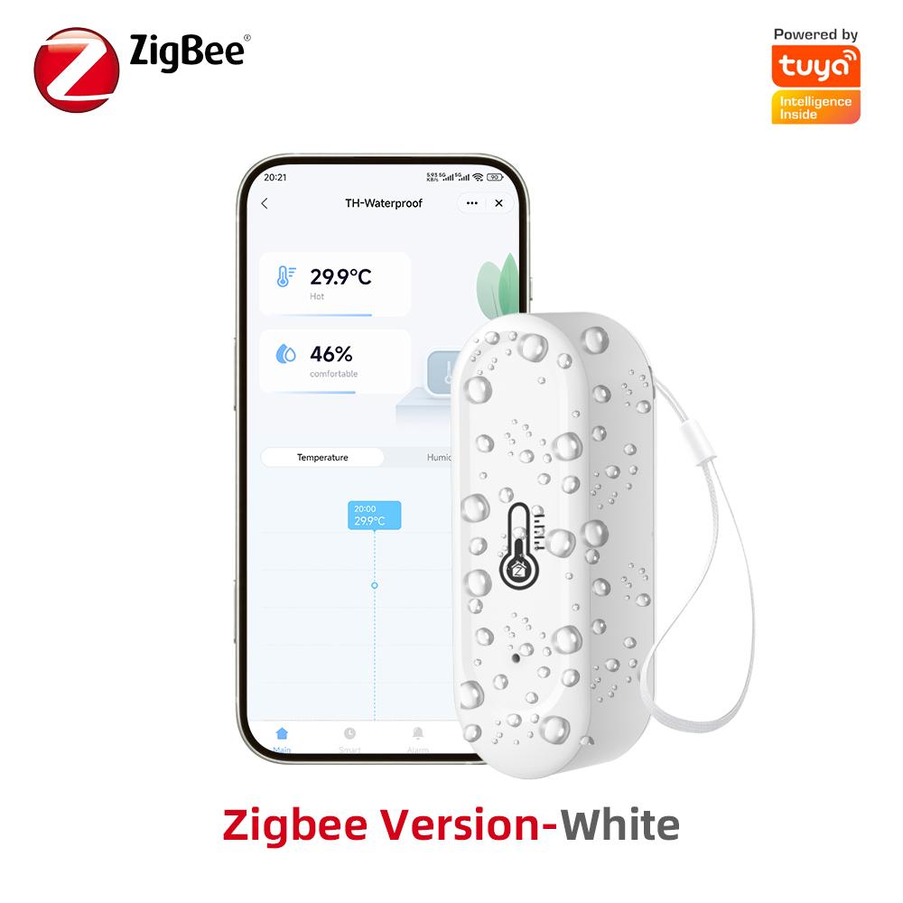 Tuya Smart Temperature And Humidity Sensor WiFi/Zigbee IP65 Waterproof Indoor Outdoor Dual-use Compatible With Alexa Google Home