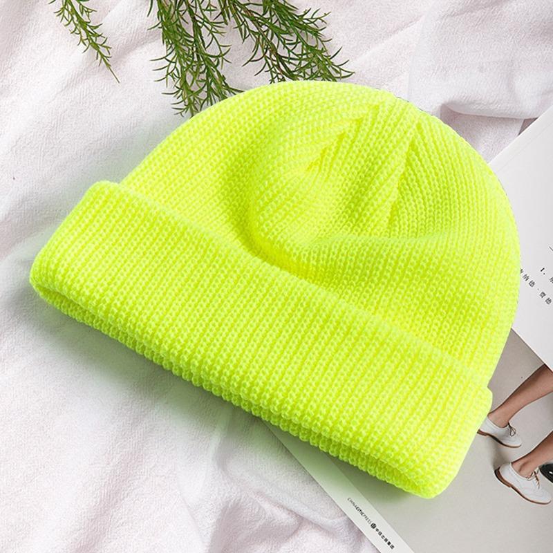 Autumn and winter versatile knitted melon fur hat solid color knitted hat warm damp wool hat