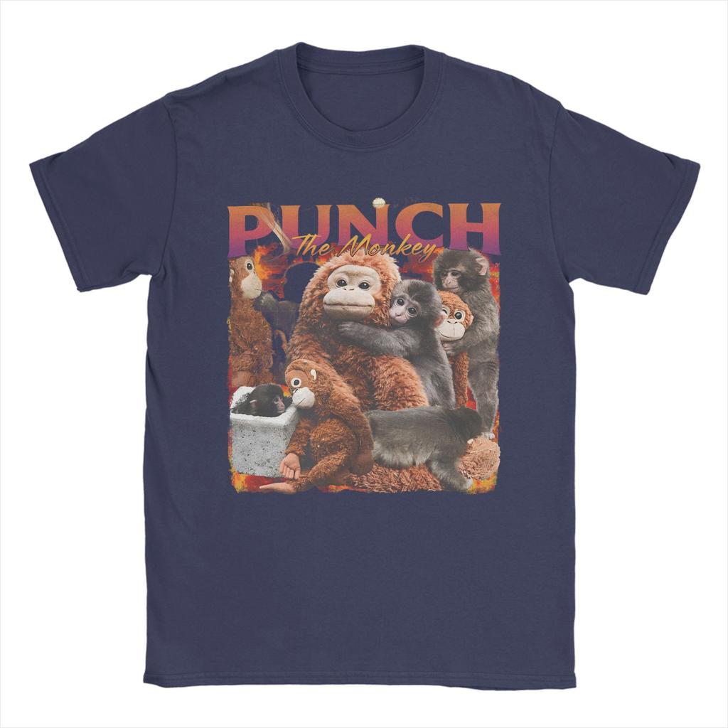 Monkey Punch Baby Monkey Holding Toy Graphic T Shirt Men Women 100 Cotton Tee Shirt Clothes
