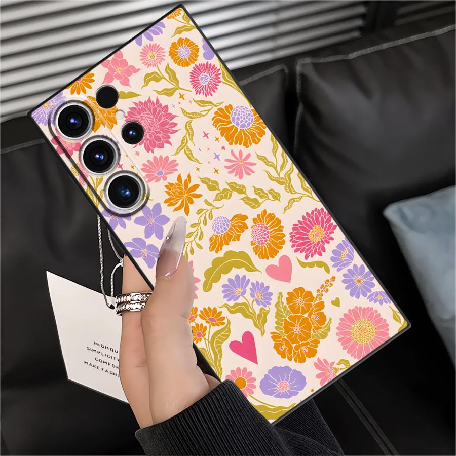 Cartoon Flower Art Funda Phone Cover Case for Samsung Galaxy S26 Ultra S25 Plus Note 20 8 9 10 S24 S20 Ultra S23 S10 S9 S21 FE