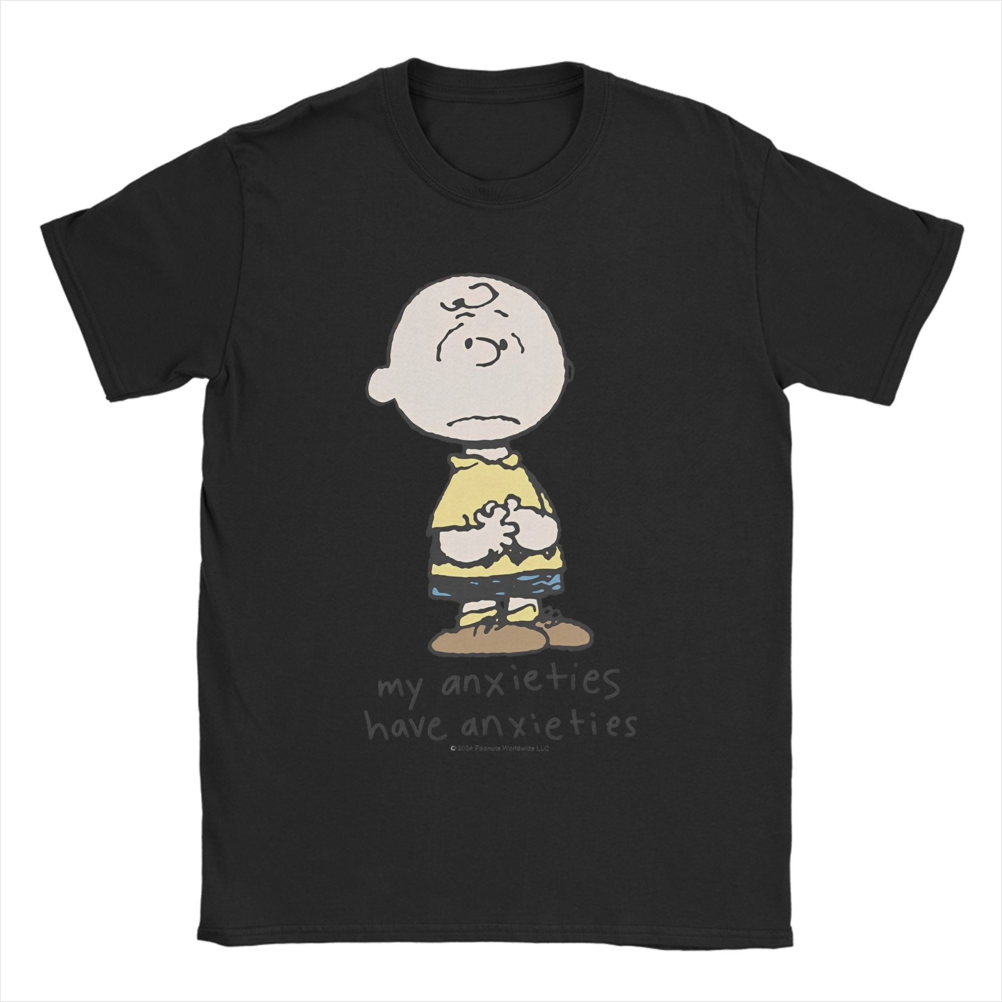 

Charlie Brown Anxieties Snoopying T Shirt Men Women Cotton Vintage TShirts Round Neck Tees Short Sleeve Clothes Printed 4XL