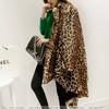 Imitation fur coat European and American large size fur coat women's clothing, sexy leopard print long trench coat winter cotton coat women