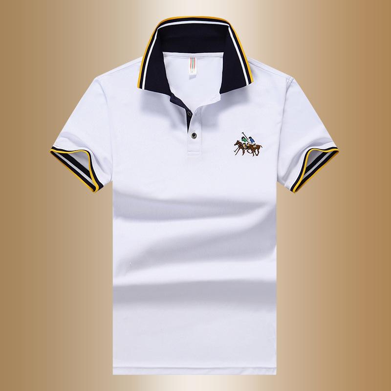 

Мужская летняя футболка-поло с коротким рукавом в корейском стиле - Модная футболка однотонной расцветки 5XL белый