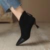 NEW Autumn Women Boots Sheep Suede Leather Shoes for Women Pointed Toe Thin Heel Boots Elegent High Heel Ankle Boots Daily Shoes