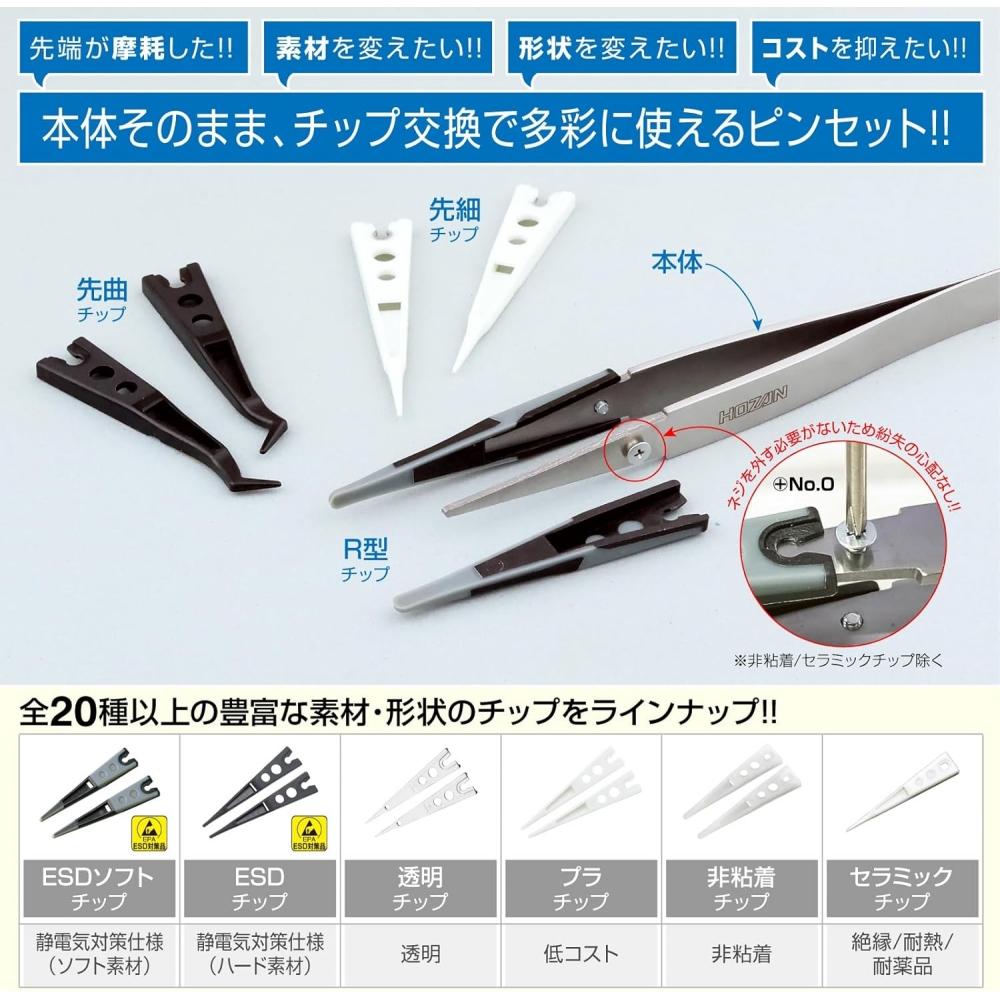 Hozan Esd Soft TiP Tweezers 125mm P 643 J