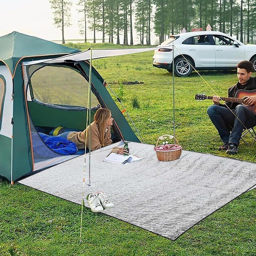 195x180cm Tent Floor Mat Insulating Ground Pad Aluminum Foil Mat Outdoor Thermal Foil Blanket For Survival Hiking Picnics