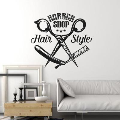 FEIJIEAST Barber Stickers for Wall Hair PVC Wall Decals for Hairdresser Barber Wall Decal Wallpaper Poster