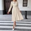 Herbst 2025 Retro Polka-Dot Midi-Kleid mit Schleifenkragen und langen Ärmeln