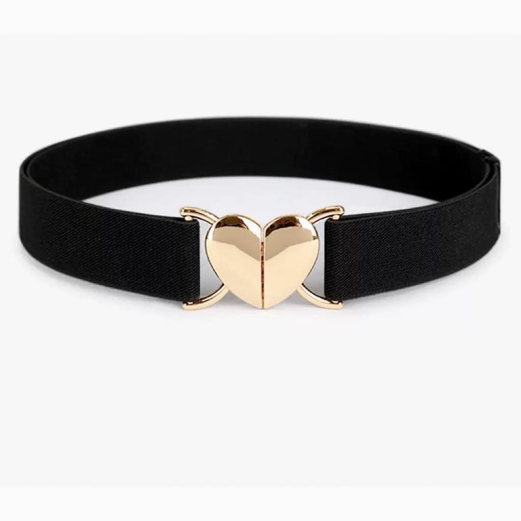 Heart Buckle Waist Belt Women's Elastic Belt, Lazy Seamless Adjustable Versatile High-elasticity Waistband