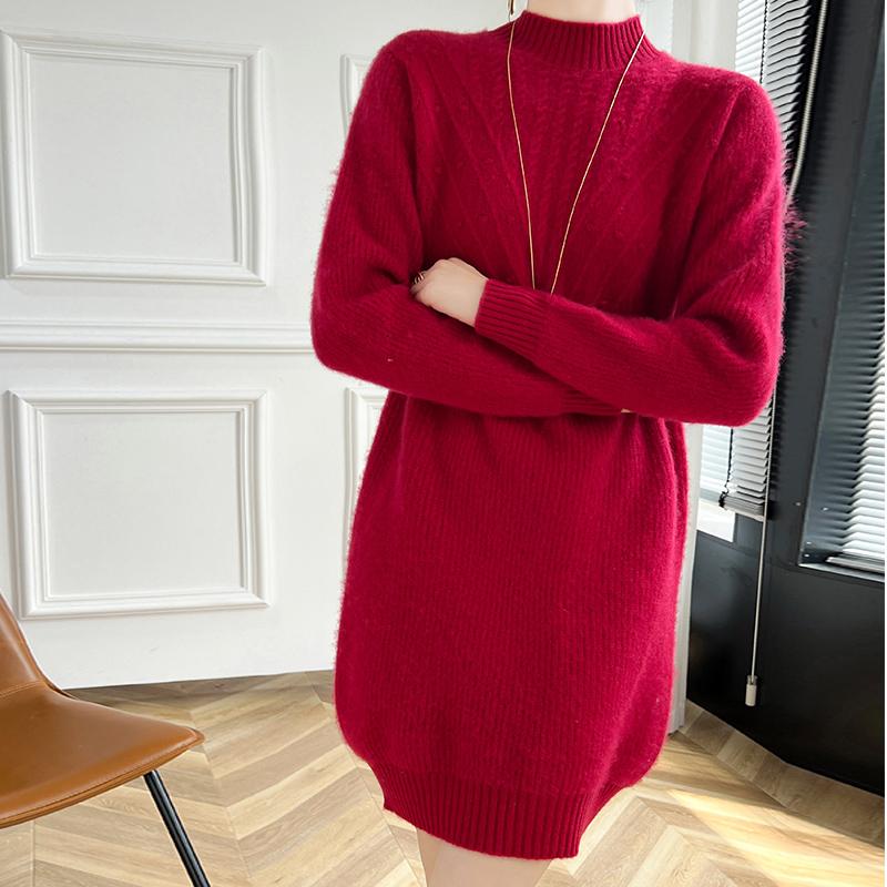 Rochie damă din cașmir Qinghe cașmir 30% cașmir 70% lână toamnă și iarnă fustă cașmir moale și caldă