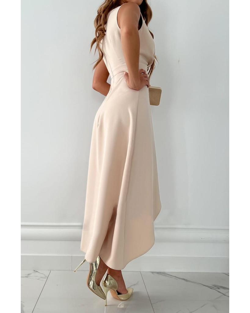 Azura Exchange Elegant Surplice V Neck Frill Midi Dress with Side Slit