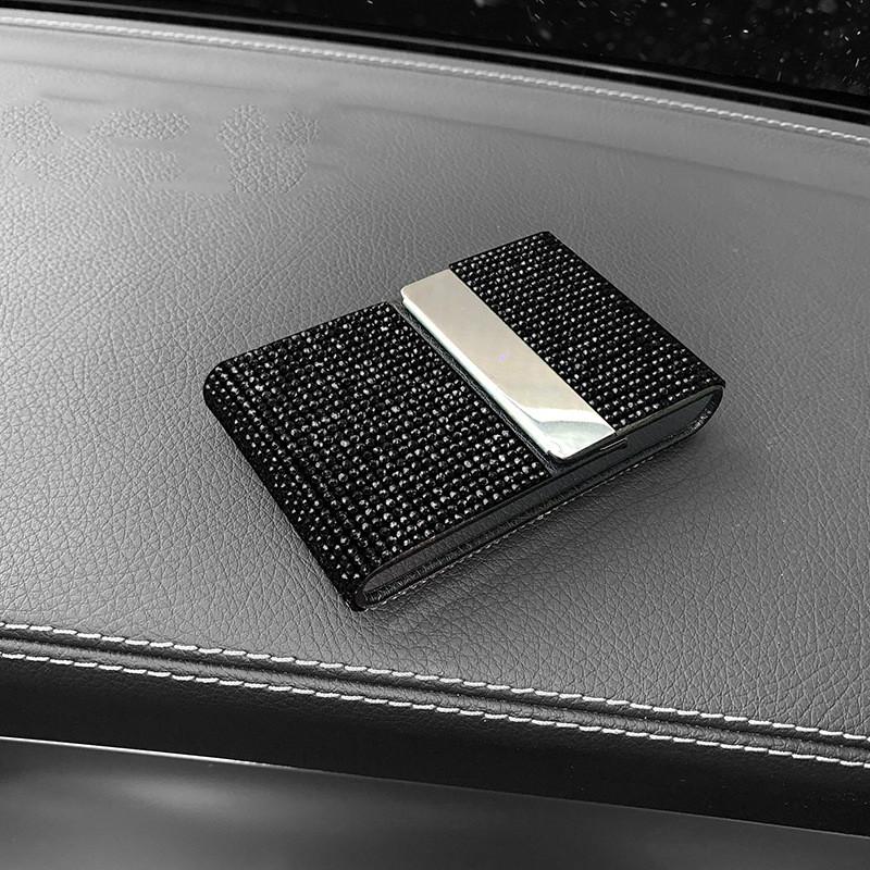 

Алмазный держатель для водительских прав для водительских прав автомобиля, хранение кредитных карт, внутренний флип, женские автомобильные блестящие аксессуары для девочек чёрный