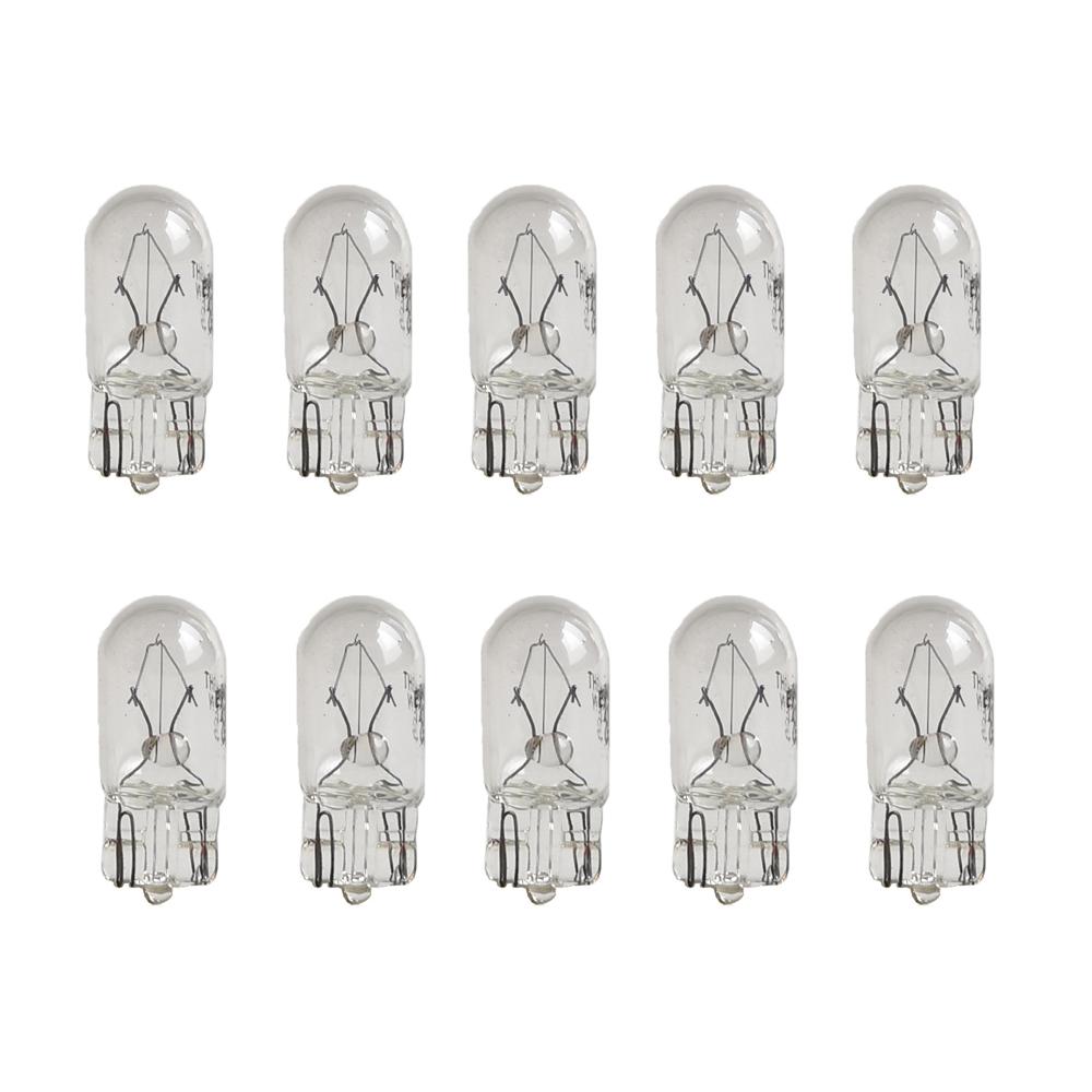 10X White T10 W5W 501 194 Clear Signal Lamp Glass 12V 5W Warm White W2.1x9.5d Single Filament Car Bulb Auto Halogen Light Blue Dome Lights 6