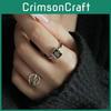 Stilvoller Dunkelgrüner Offener Ring Für Damen Geometrischer Kupferschmuck Perfekt Für Jedes Outfit