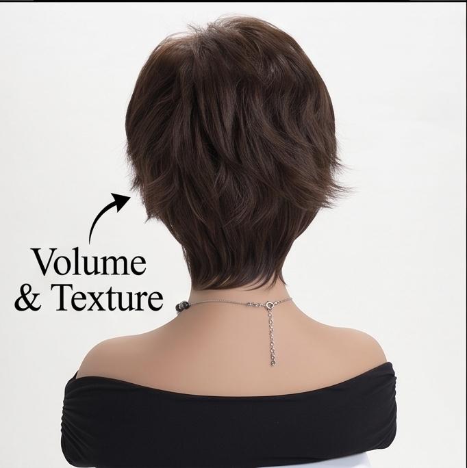 Women's Short Wavy Synthetic Wig - Natural Mixed Brown Hairpiece, Breathable & Lightweight for Daily, Party & Casual Wear, Ready Stock