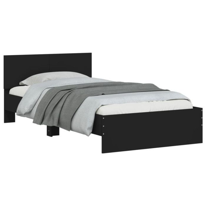 VidaXL Bed Frames and Headboard Black 100x200 Cm Engineered Wood 838618