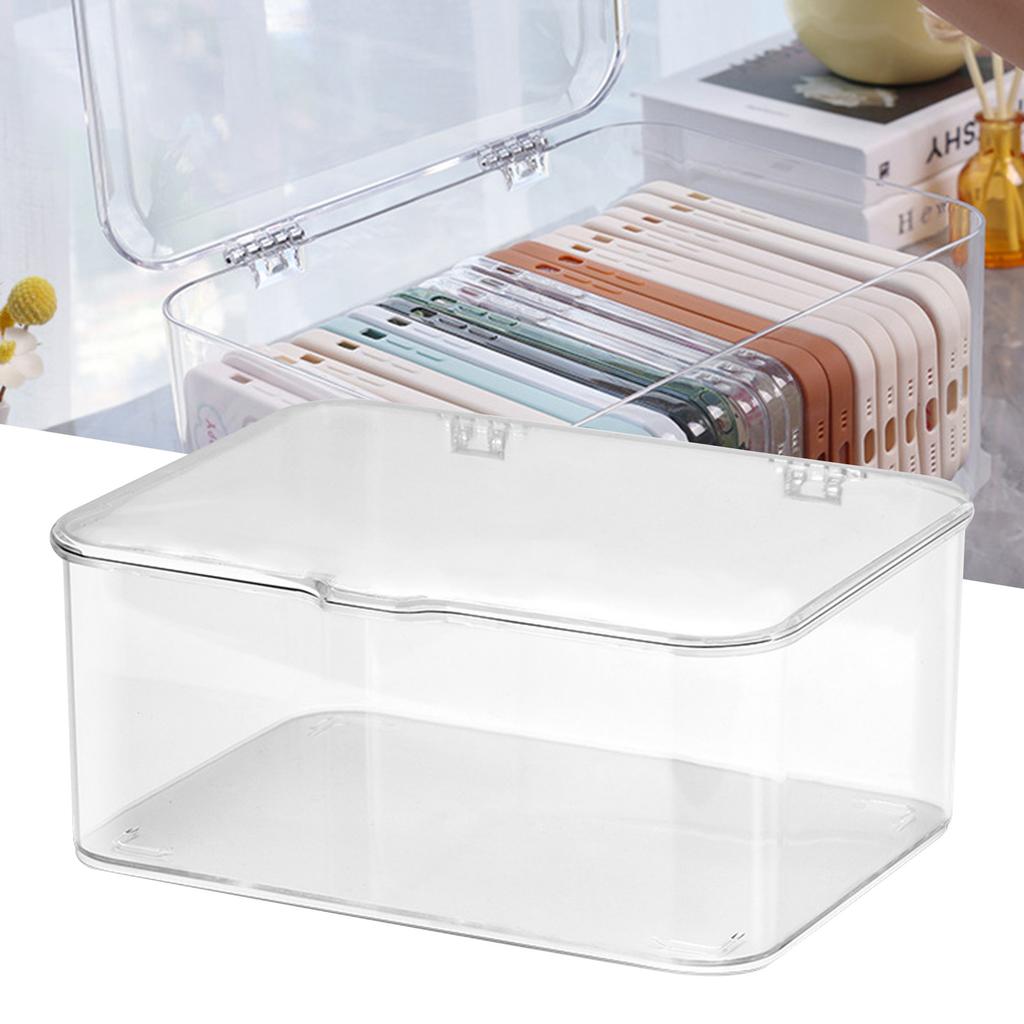 Desk Storage Box Plastic Large Capacity Dustproof Multi Functional Phone Case Storage Holder with