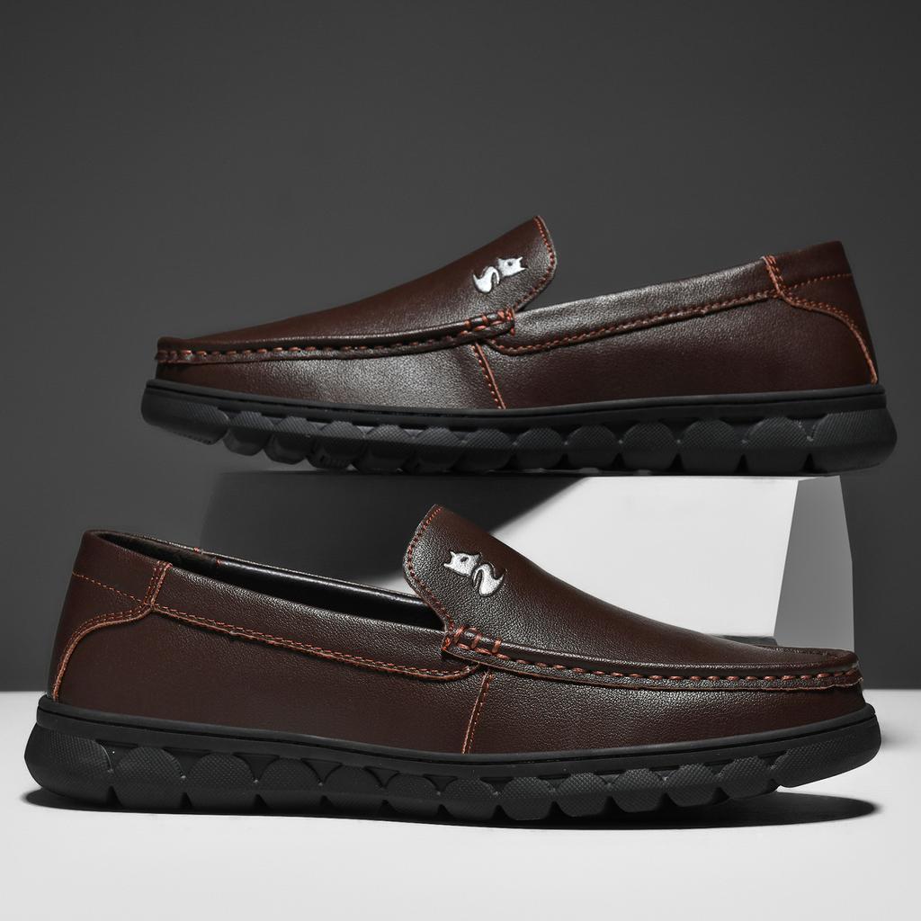 Genuine leather cowhide autumn and winter casual men's shoes Doudou shoes men's trendy shoes comfortable lazy shoes driving shoes