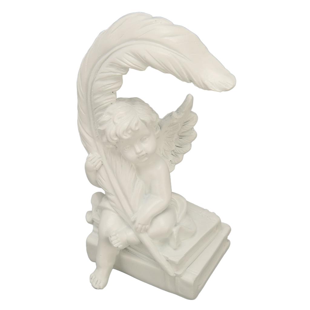 Garden Cherubs Statue Resin Adorable Vivid Expression High Glossy White Cherub Figurine Statue